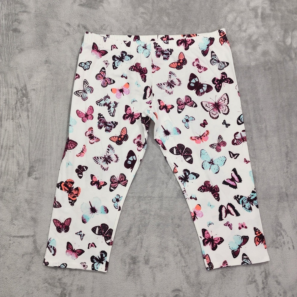 No Boundaries Leggings Womens XXL Juniors White Butterfly Print Capri Stretch